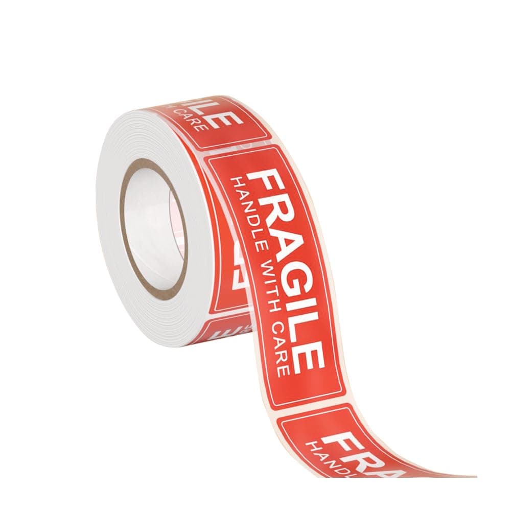 Fragile Stickers - Handle with Care, Bold Red and White, 250-Pack Fragile Stickers for Moving Shipping Labels, Mailing Supplies