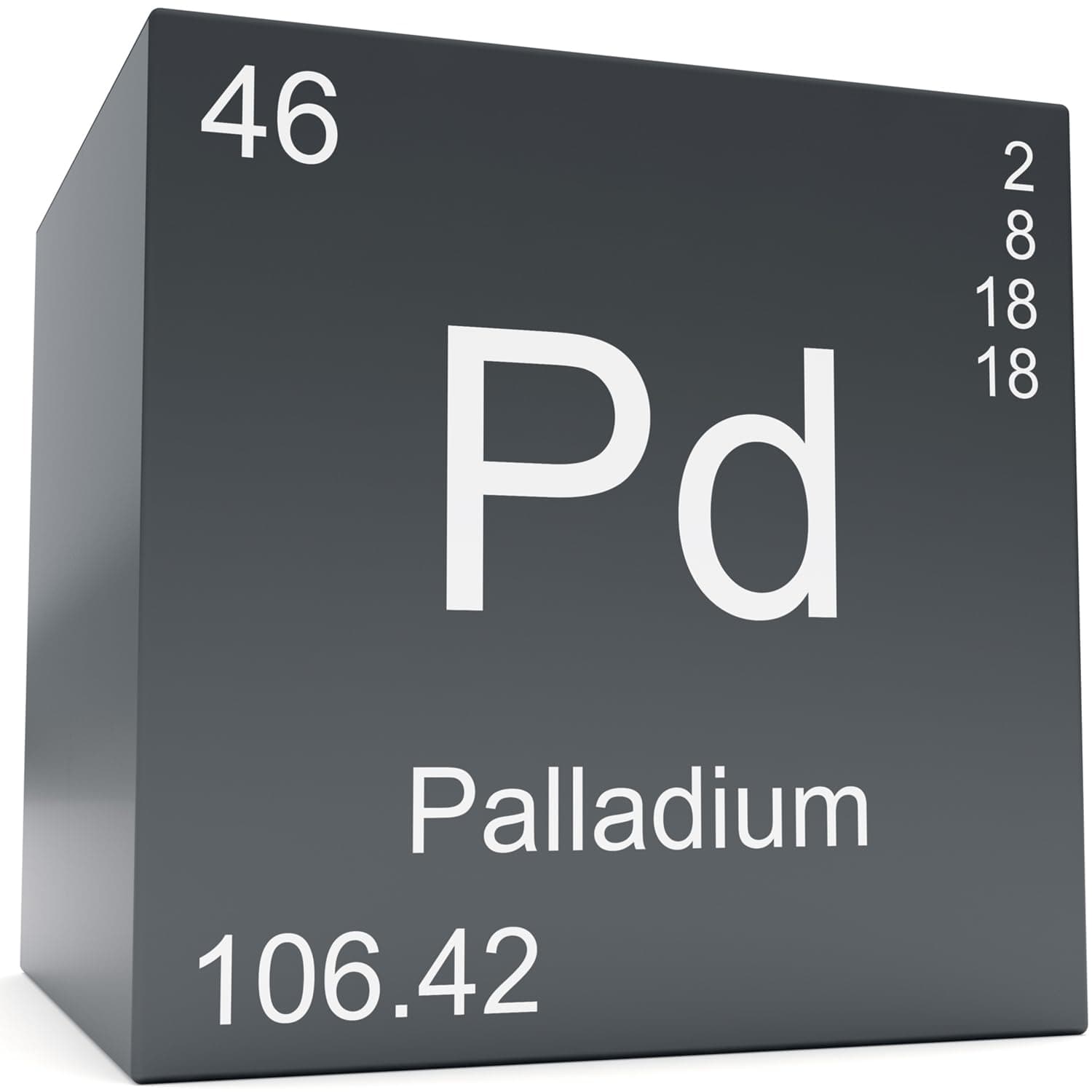 Palladium Metal Elements Periodic Table, Mirror Finished Density Cubes Collection, Purity 99.95%, Weight 11.2g/0.39Oz (Pd Cubic 10mm/0.39")