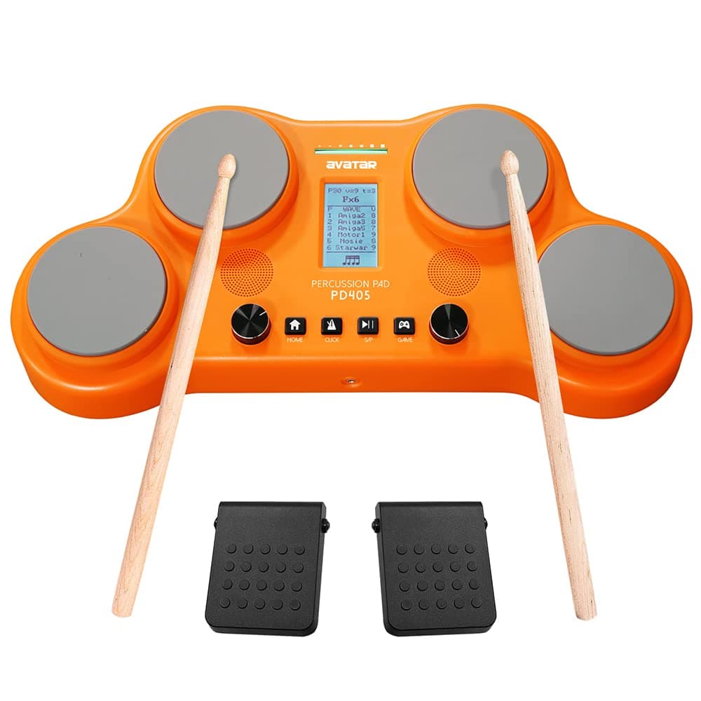 PD405 Electronic Drum Set 4 Velocity Sensitive Electric Drum Pads With 163 Sounds, Built-in Speaker, Pedals, Drum Sticks, Christmas Gift
