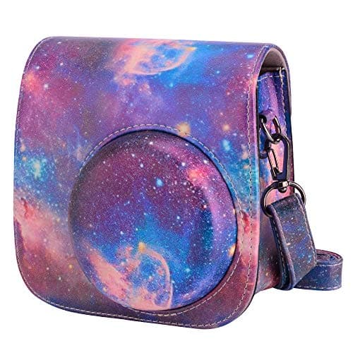 Tiessic Instax Mini 9 Camera Case Compatible with Fujifilm Instax Mini 9 Mini 8 Mini 8+ Camera with Shoulder Strap and Pocket - Galaxy