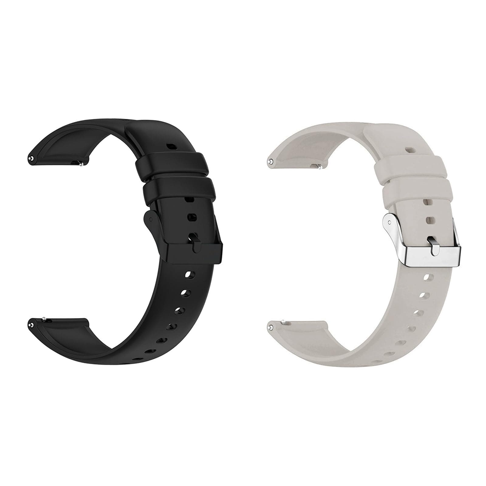 Silicone Strap, Quick Buckle Waterproof Soft Strap, Black Strap, Silver Stainless Steel Buckle, Men's and Women's Smartwatch Strap, Sport Watch Strap