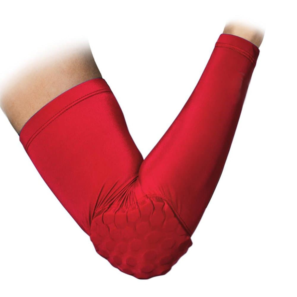 Crashproof 3D Protective Elbow Pad Kids Adult Support Compression Padded Shooter Arm Sleeve Protective Gear for Basketball Skateboard Cycling Outdoor Sports (Red, XL)