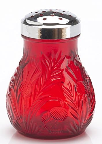 Rosso GlassSugar Shaker Dispenser Inverted Thistle Pattern Mosser (Red)