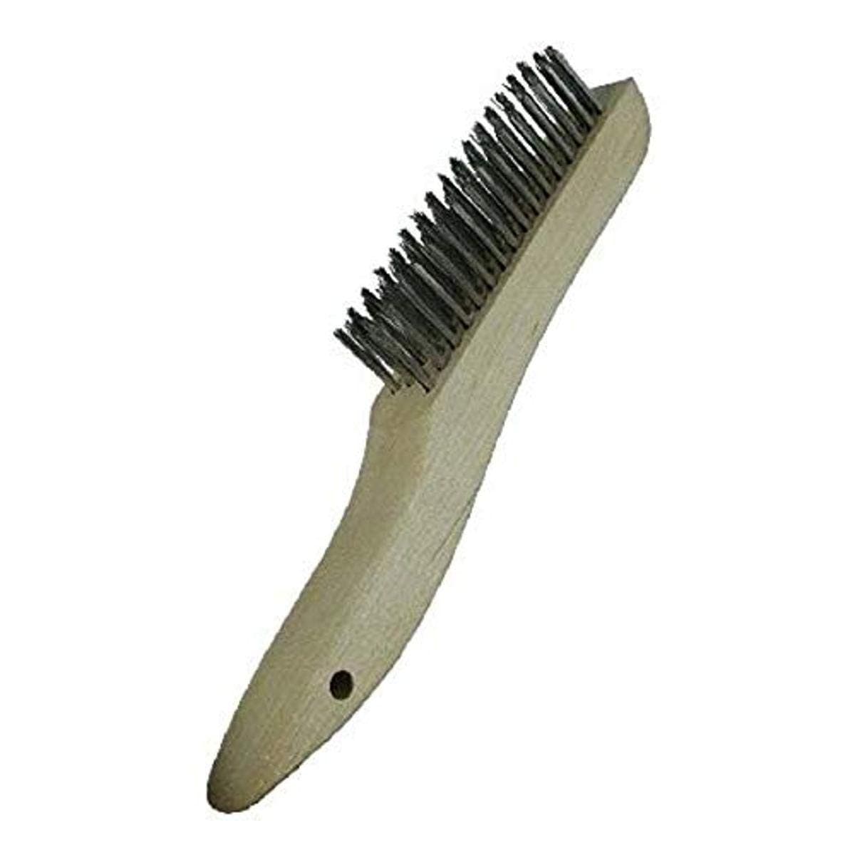 GORDON BRUSH 444SSG Hand Wire Scratch Brush with Shoe Handle and Stainless Steel Bristles, 4 x 16 Rows