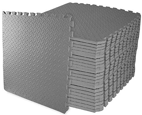 Gym Flooring Mat, Foam Exercise Mats, Interlocking Puzzle EVA Floor Tiles, Non slip Rubber Cushion For Home Workout, Bonus Adhesives,24"X24"(60x60cm) Grey 4 TILES (16 Square Feet)