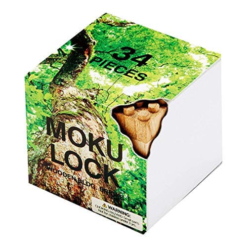 New Mokulock Wooden Building Blocks, 34 Pieces, New Square and Rectangular Blocks