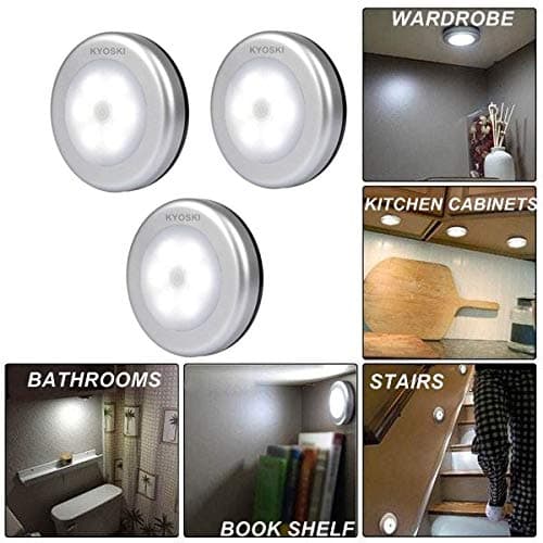 KYOSKI Motion Sensor LED Lights Set of 3 Automatic Turn ON Off Motion PIR LED Light for Stairs,Closet,Wardrobe