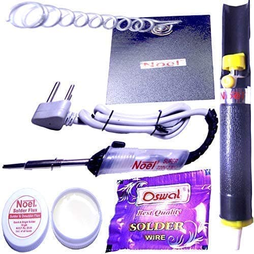 Noel 5 in 1 Soldering Iron Kit Bundle with 25W Soldering Iron,Desoldering Pump,1M Solder Wire,Soldering Flux,Soldering Stand