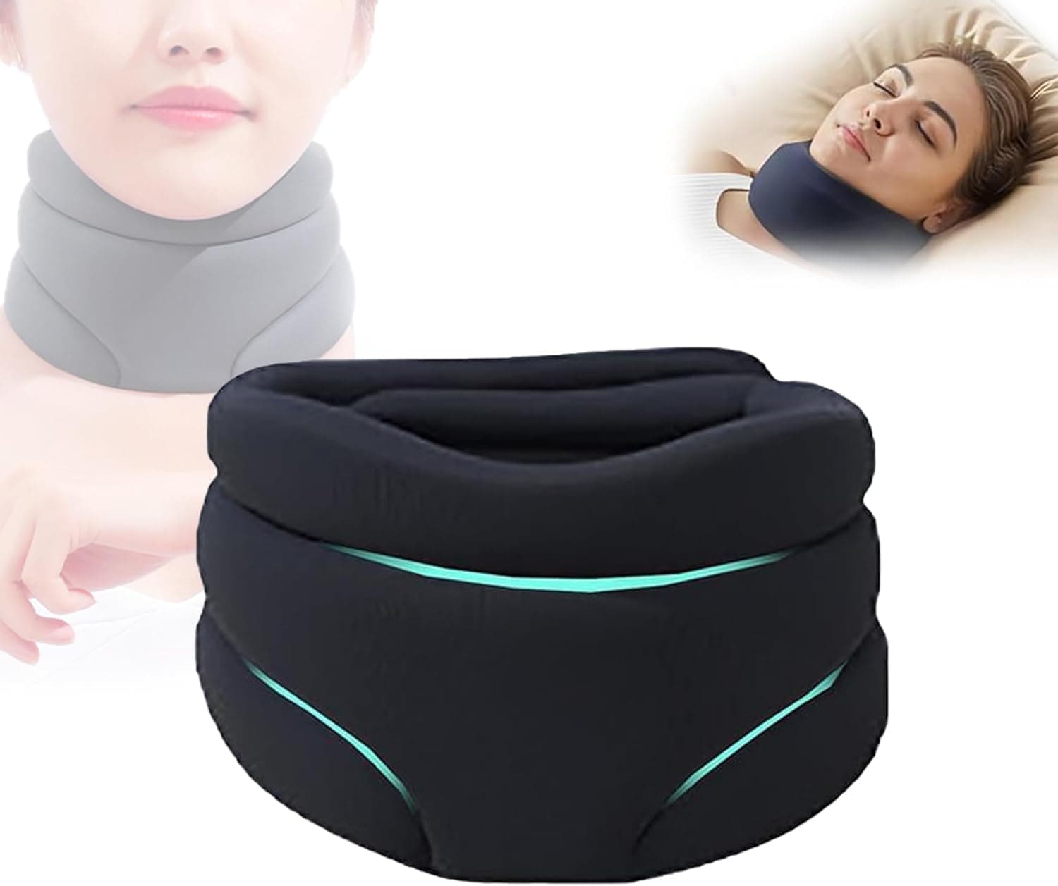 Cervicorrect Neck Brace For S-Noring, Sleeping Soft Foam, Support Women Men, Foam Universal Cervical Collar Adjustable Neck（Black）