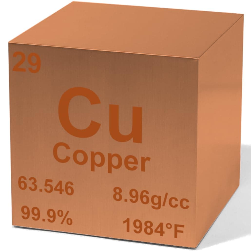 Copper 1" Metal Density Cube - 99.9% Pure Element for Chemistry - Periodic Table Design Educational Scientific Elemental Specimen