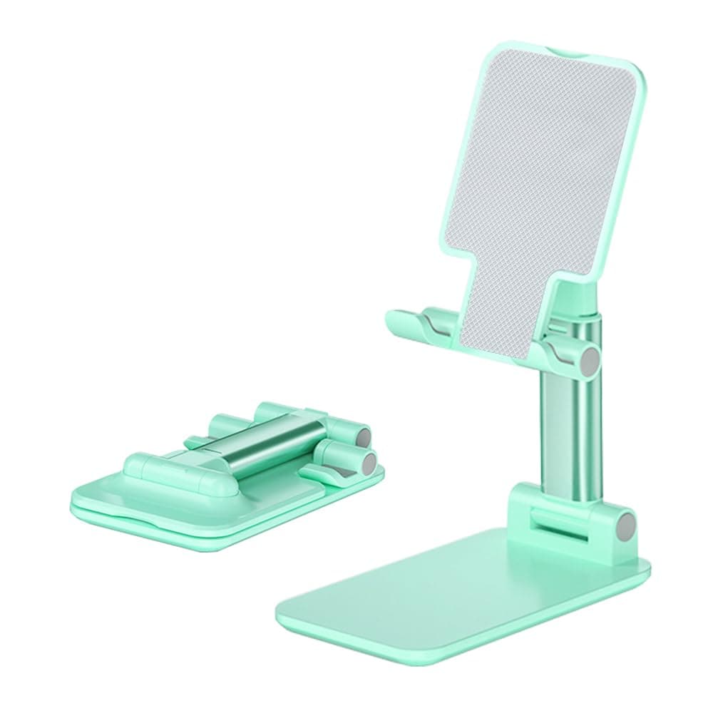 Cell Phone Stand, Angle Height Adjustable Cell Phone Holder with Silicon Pad for Desk Fully Forldable Mobile Phone Holder Compatible with All Mobile Phones, MT-6, (Green)