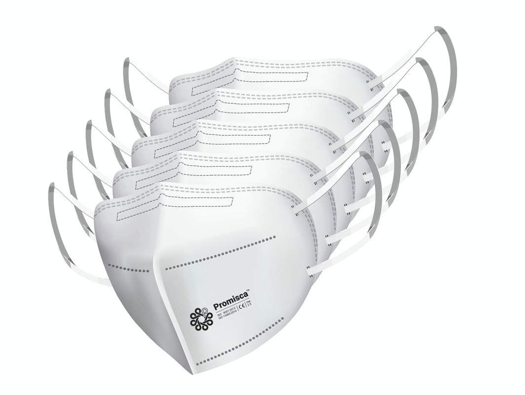 N95 Face Mask Ear Loop Style Protective 5 Layered Filtration with Melt Blown and Hot Air Cotton Layers (Pack of 5) (White, Medium)