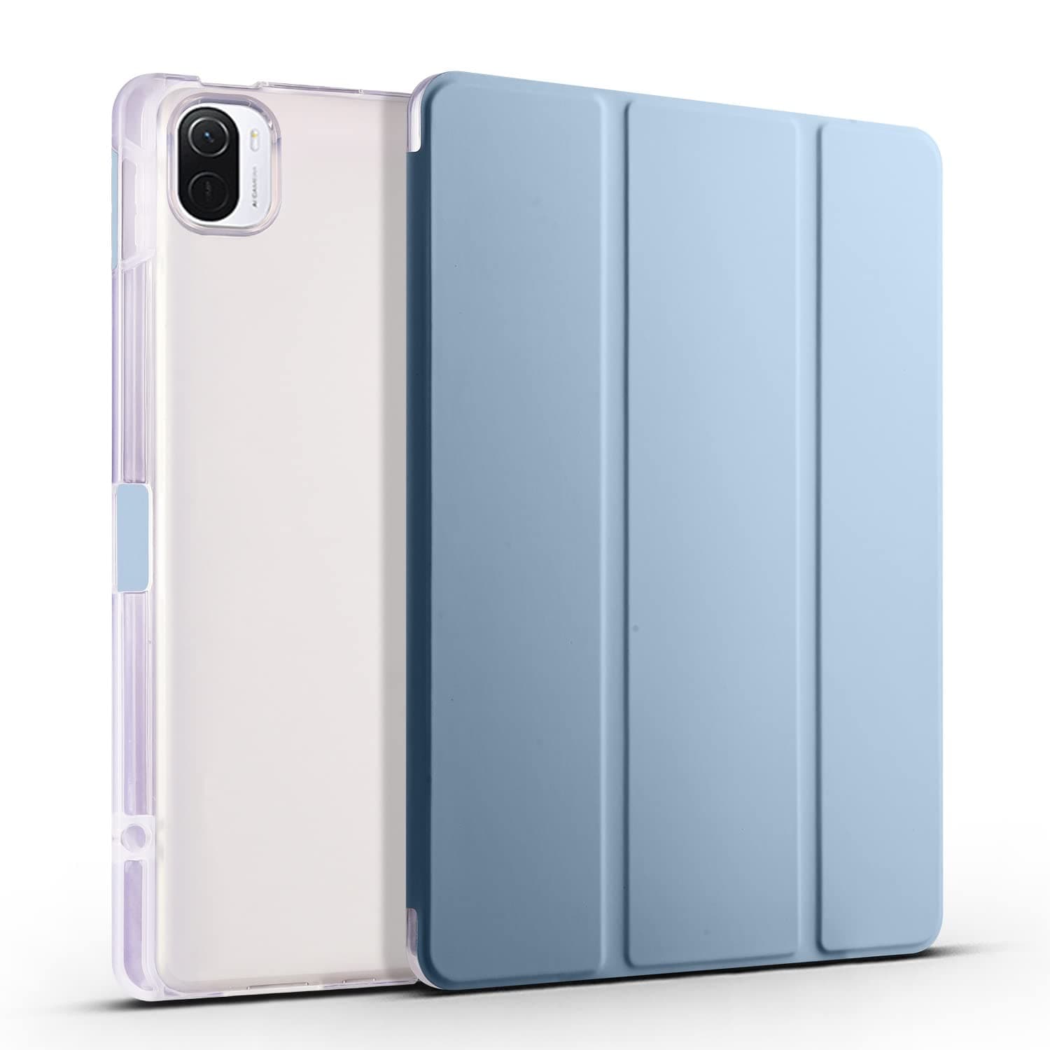 Tablet Protective Case Cover for Xiaomi Pad 5/ Pad 5 Pro 11inch Case Slim Lightweight Protective Case Smart Cover Shockproof Cover with Clear Back Shell w/Pencil Holder(Light Blue)