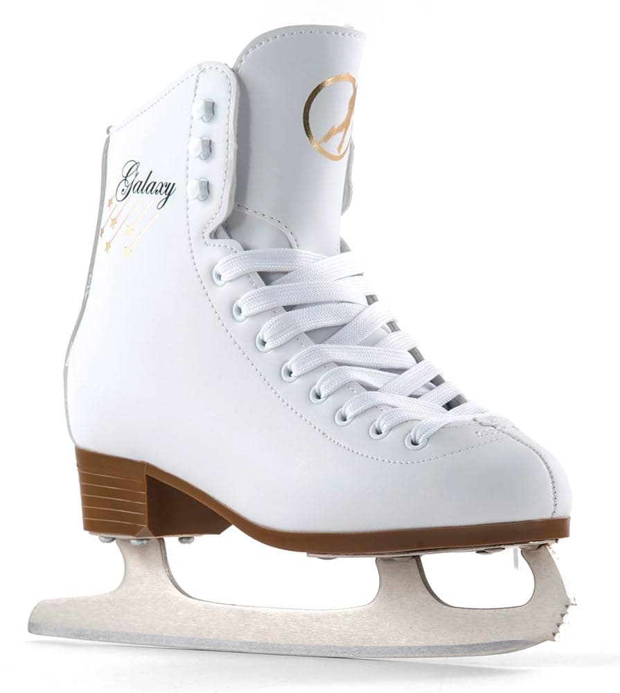 Galaxy Figure Ice Skate with Pre-Sharpened Carbon Stainless Blade and Ergonomic Heel Design | Timeless and Elegant Women's and Men’s Ice Skating Nu-buck Sueded Feel Lining and Printed Side Details