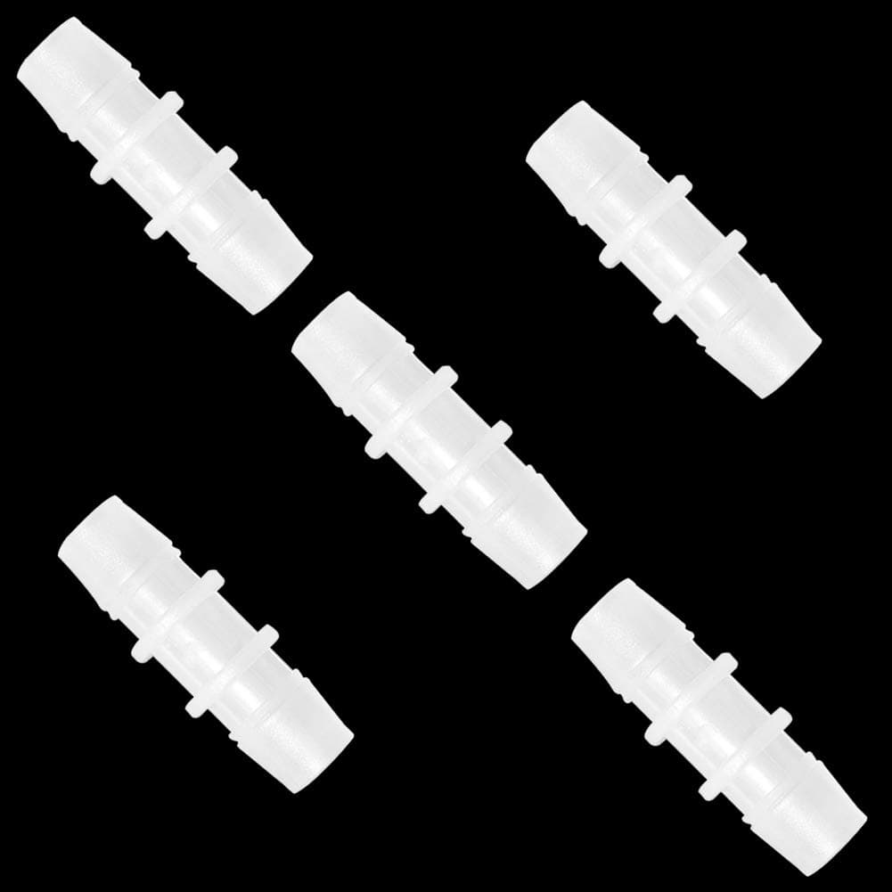 Plastic Hose Barb Fitting 3/8" x 3/8" Pipe Connectors Joint Splicer Mender Adapter Union for Aquarium Household Adapters Fuel Gas Liquid Air (Pack of 5)