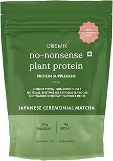 Cosmix No-Nonsense Plant Protein | 24 Protein/Serve, 1Kg Pouch | Japanese Ceremonial Matcha | Plant Based Protein, Pea & Rice Isolate | Clean, Easy to Digest | All Essential Amino Acids