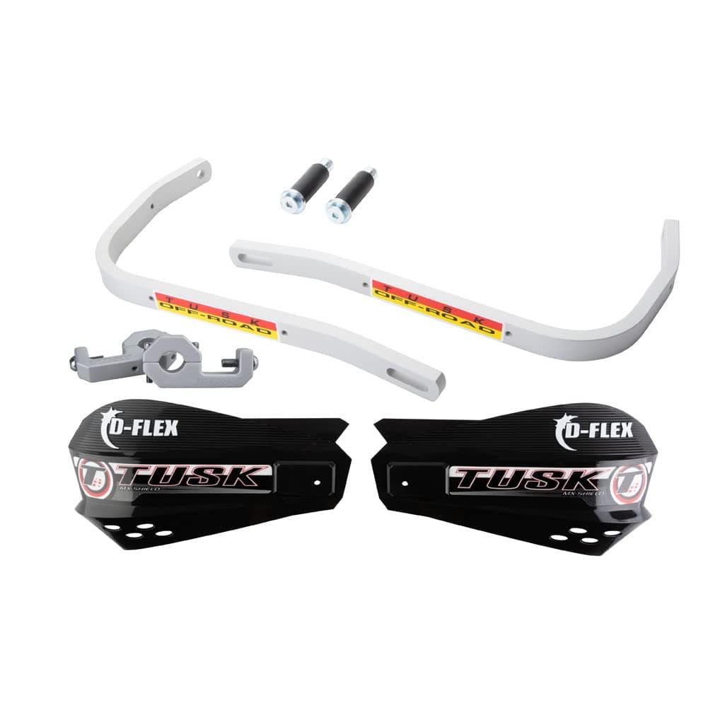 Tusk D‑Flex Handguards with Black MX-Style Shields – Black Aluminum Guards – Fits 7/8″ Handlebars – Durable Universal Fit