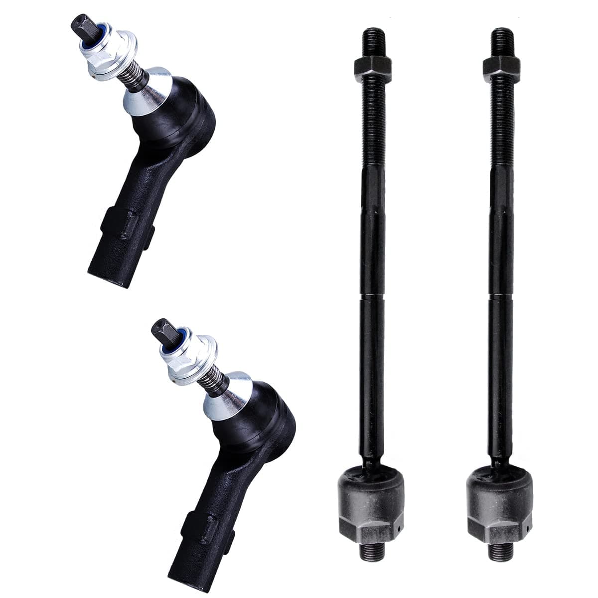 Inner & Outer Tie Rod Ends Fit for Ford Five Hundred 2005-2007/ Flex 2009/ Freestyle 2005-2007/ Taurus Taurus X 2008-2009, 4PC ES800222 EV800221 Tie Rods for Mercury Montego 2005-2007/ Sable 2008-2009