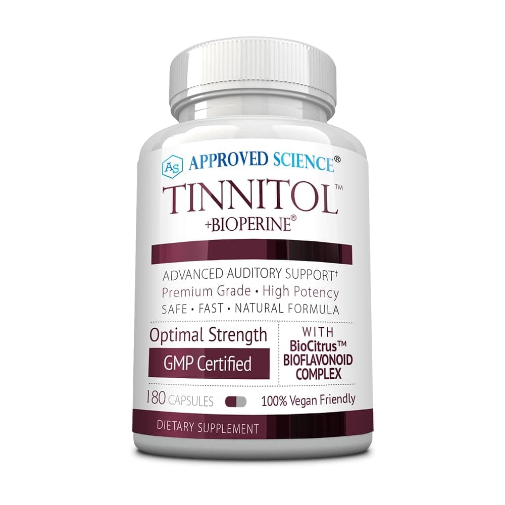 Approved Science Tinnitol - Tinnitus Support Supplement - Ease Ringing in The Ears - Boost Inner Ear Health - 1 Bottle - 3 Month Supply - Made in The USA