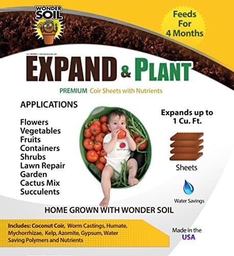 Wonder Soil Organic 4 Premium Coir Soil Sheets - Includes Worm Casting and Amendments, Promotes Fast Germination and a Strong Root System (Expands to 1 cu ft)