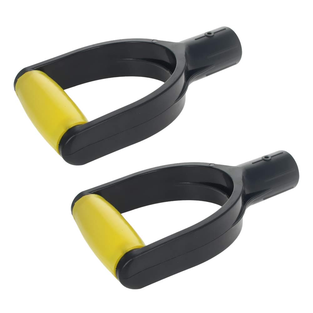MroMax 2Pcs Shovel D Grip Handle, 1-1/4" Inner Diameter 32mm PVC Spade Snow Shovel Replacement Handle Garden Accessories for Digging Raking Tool Yellow-Black