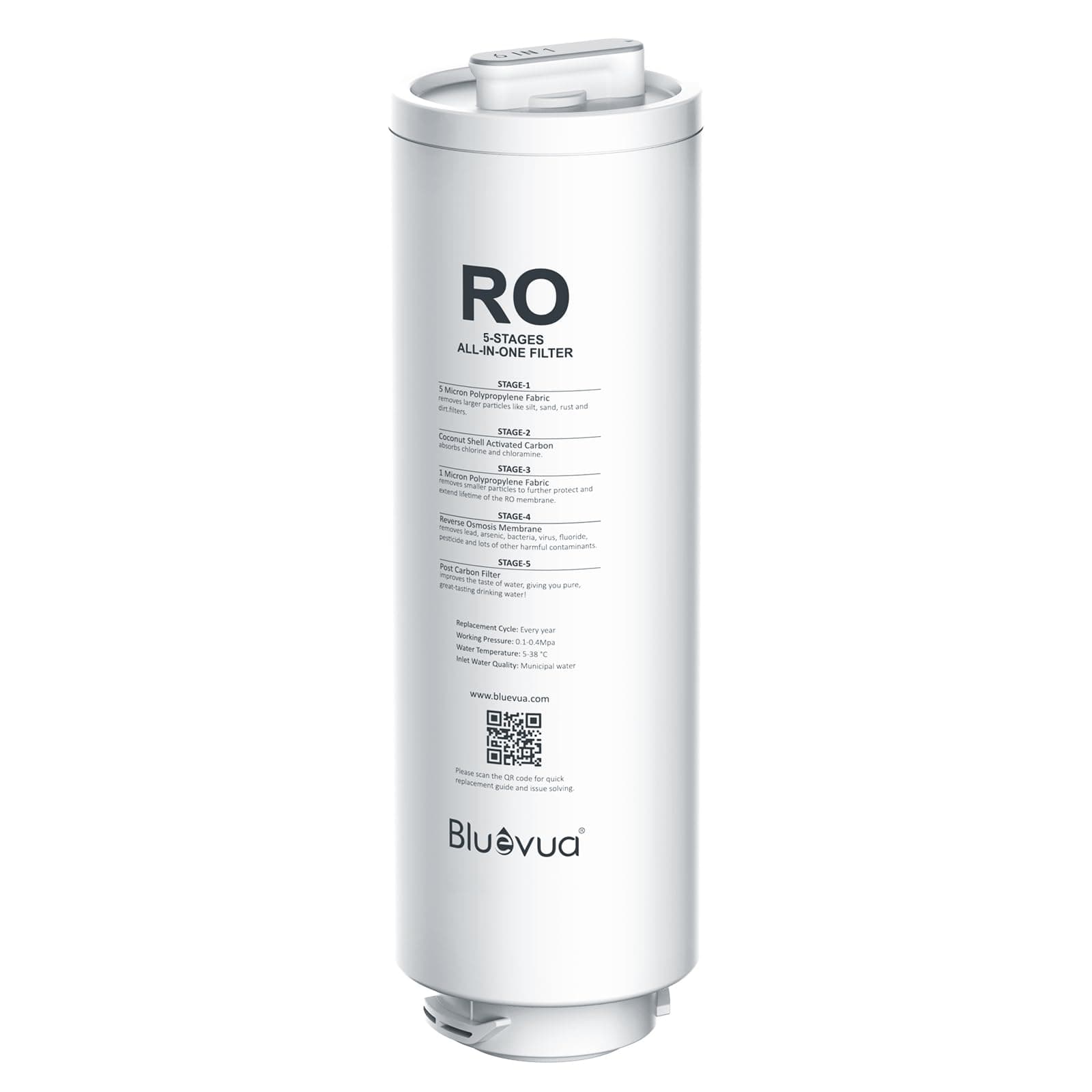 Bluevua Reverse Osmosis System Countertop RO100ROPOT-Lite Replacement Filter
