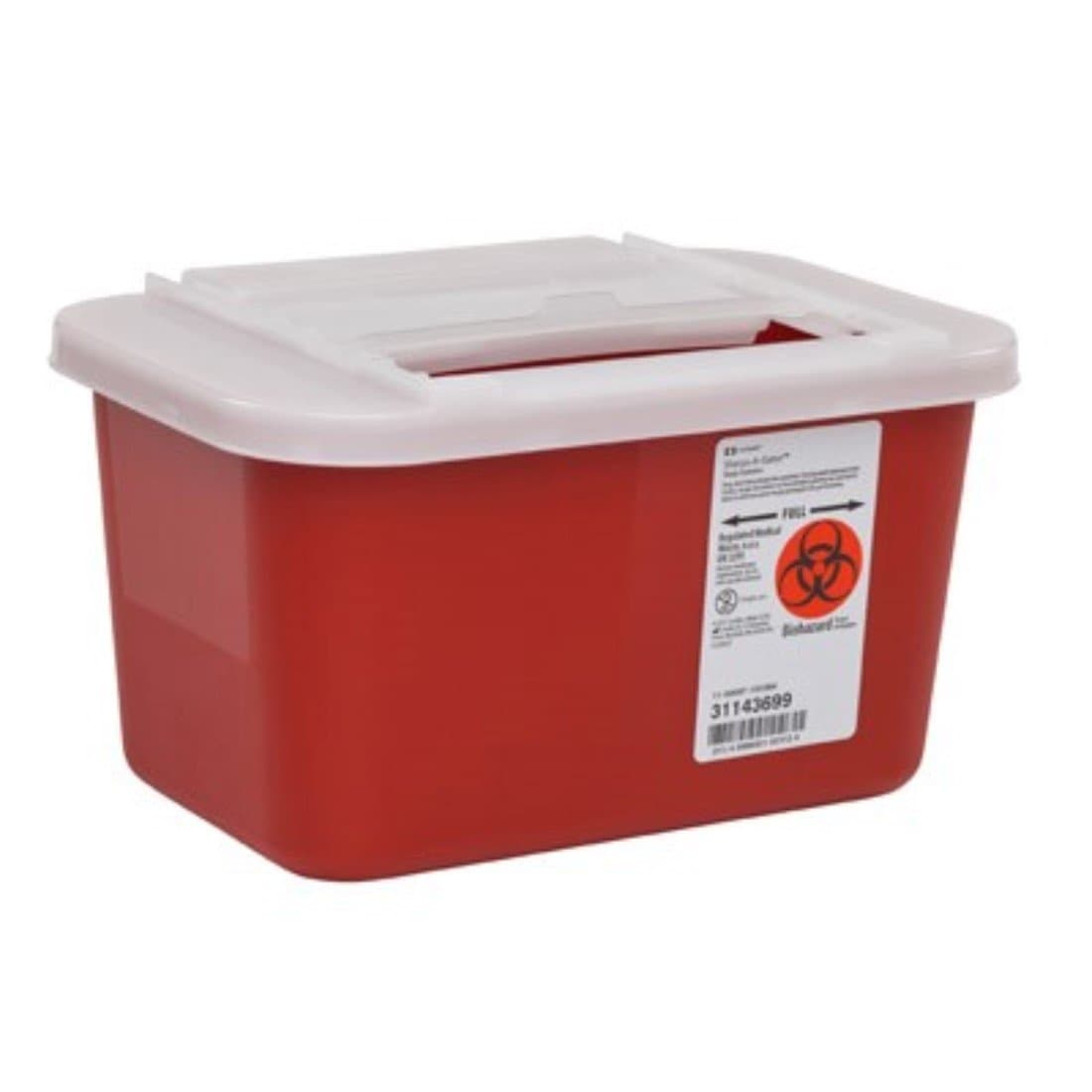 Sharps Container 1 Gallon Container Red with Clear Lid - Model 31143699 by Kendall Healthcare