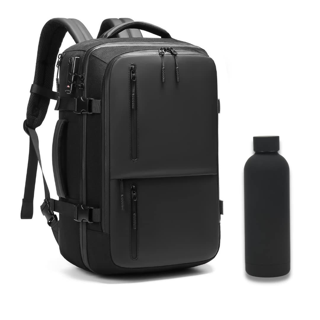 Expandable Travel Backpack, Flight-Approved 40L Carry On Backpack, Lightweight Water Resistant Laptop Backpack for Men and Women, Includes 500 ml Water Bottle