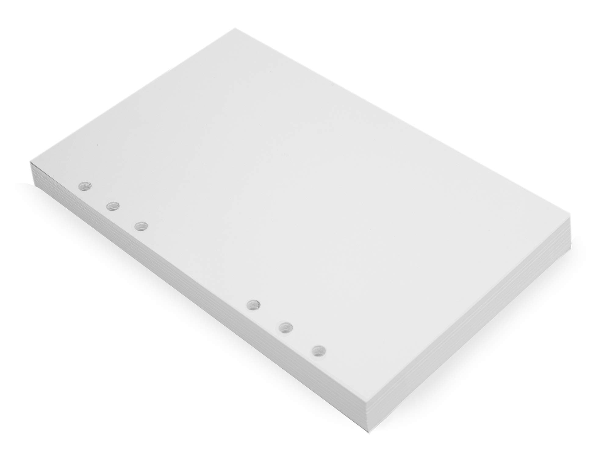 WANDERINGS A5 6-Ring Binder Planner Inserts - 8 1/4 x 5 5/8" - Thick Cream Color Blank Loose Leaf A5 Paper Refills Compatible with Filofax, 6 Hole, 100 Sheets, 200 Blank Pages