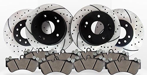 Approved Performance J26386 - Front & Rear Kit Performance Drilled/Slotted Brake Rotors and Ceramic Pads