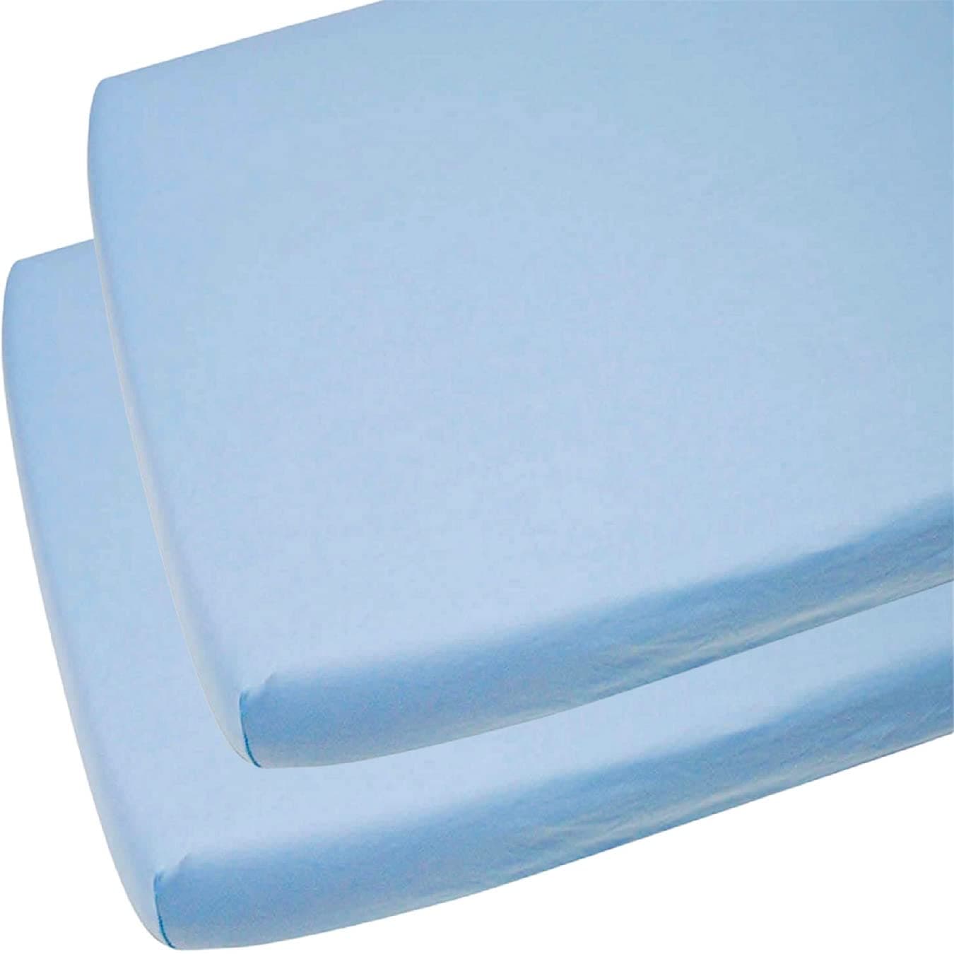 Sasma Home 2 x Cot Fitted Sheets 100% Cotton Very Soft (60 x 120 cm) (Blue)