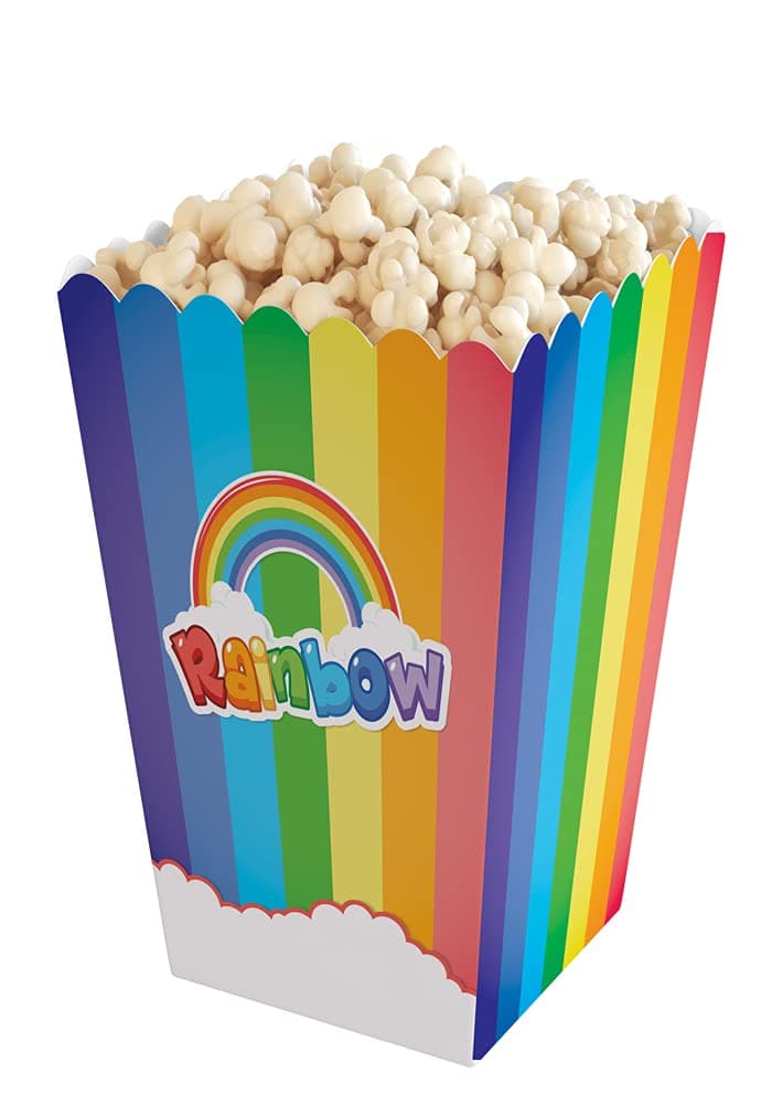 Klassik Rainbow Theme Popcorn Box-Holder for Party | 10 Pack | 600ml | 300g Each | BPA Free Paper Box | Sturdy | Hand Wash Only
