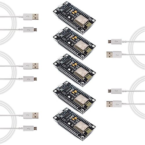 5 Pack - NodeMCU v3 ESP8266 SoC IoT LoLin ESP-12E WiFi Development Boards with Micro USB Cables - Lua Arduino MicroPython - New Version - Five (5pcs)