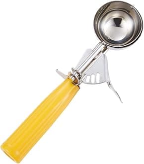Portion Scoop, Cookie Scoop - #20 (1.52 oz) - Disher scoop - Portion Control - 18/8 Stainless Steel, Yellow Handle, For Cookie Cupcake Muffin Meatball Pancake
