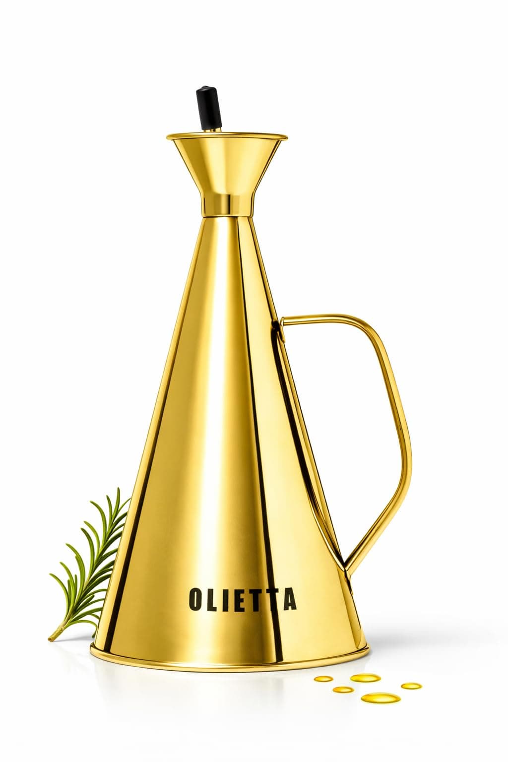 Olietta Oil Dispenser Gold Stainless Steel Non Drip Leak Proof No Mess Olive Oil & Vinegar Pourer & Kitchen Drizzler Bottle 500ML 0.5 Litre Great for Pouring & Drizzling Easy to Clean & Leakproof