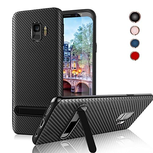Meidom Samsung Galaxy S9 Case Slim Design with Bracket and Scratch-Resistant Silicone Soft Case for Galaxy S9 - Black