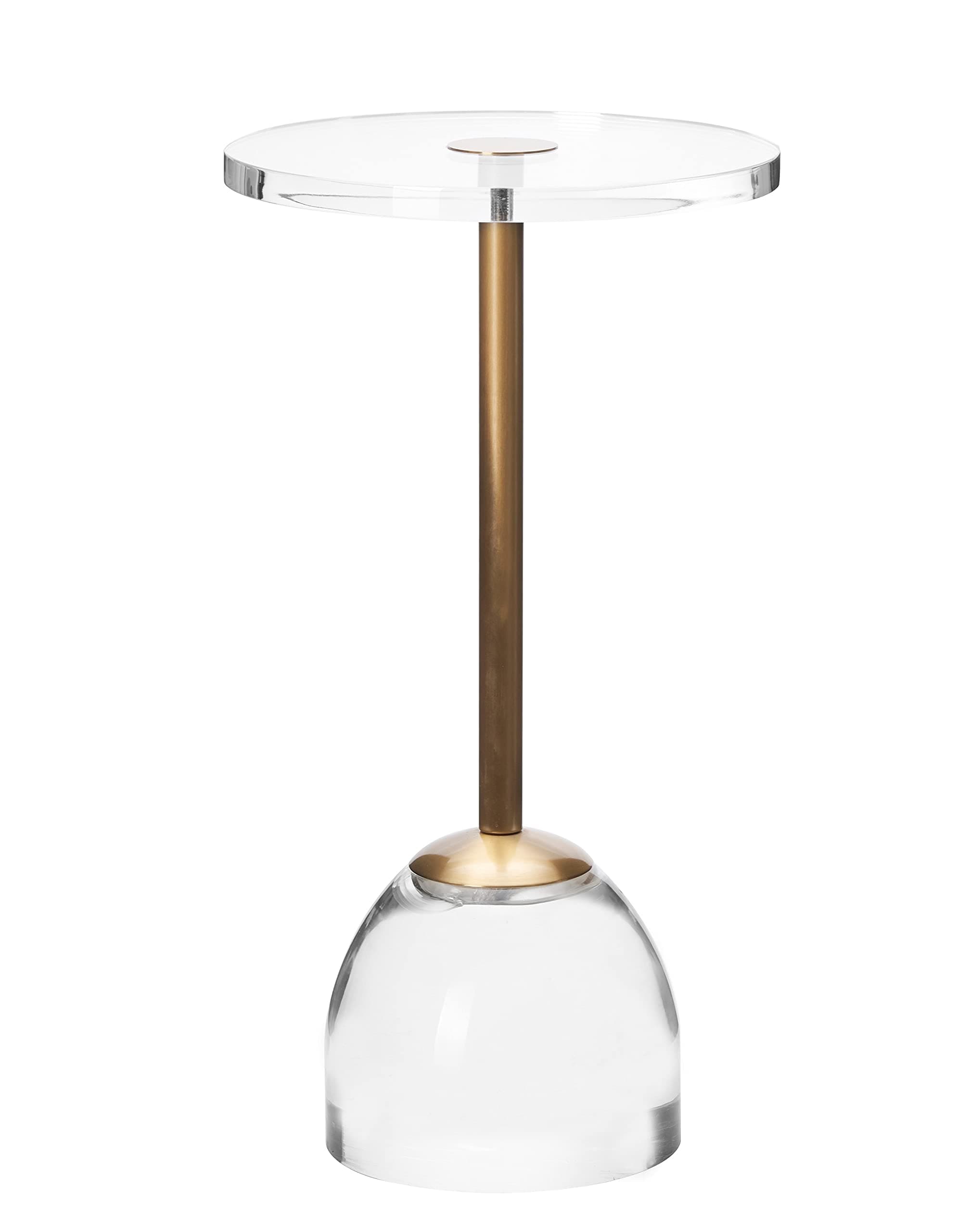 Artmaze Clear Acrylic End Table,Brushed Brass Metal,Side Table for Office,Nightstand for Living Room and Bedroom,Easy Assembly,12x12 inch，21.3 inch high