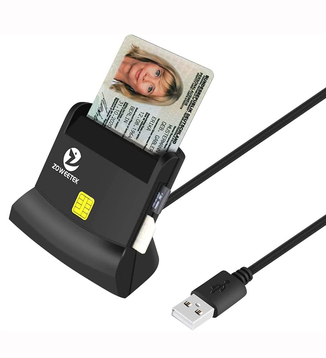 Zoweetek Multi-Function CAC Card Reader, Can Read DOD Military Common Access Smart Card, ID Card, SD, SDHC, SDXC, Micro SD/T-Flash, MMC, Micro SDHC, Micro SDXC and SIM
