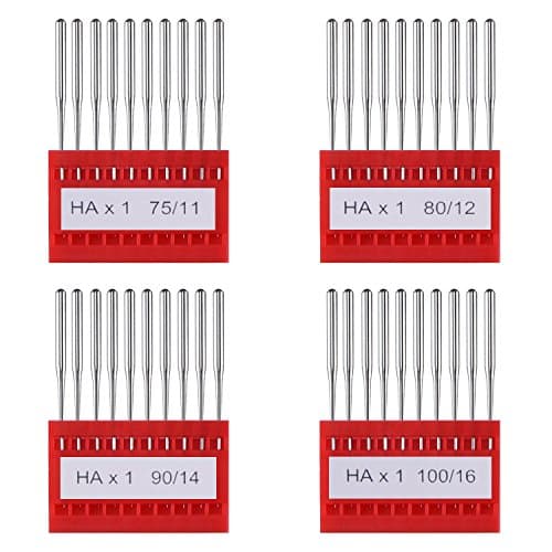 MAGICMAI 40 Pieces Home Sewing Machine Needles Flat Head Sewing Machine Needles with Plastic Box for Regular Point Sewing, 4 Sizes (75/11, 80/12, 90/14, 100/16)