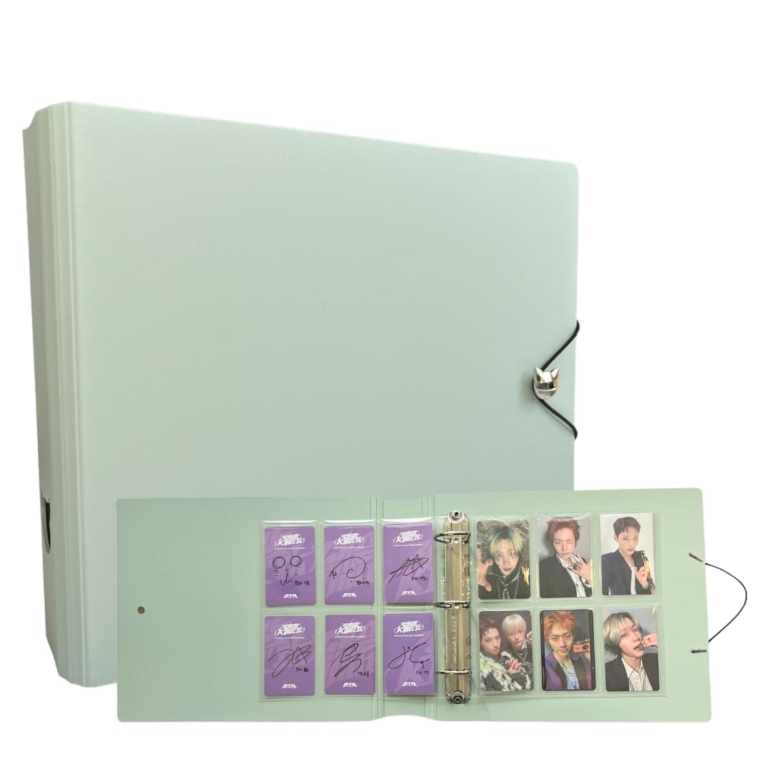 K-Keep [A5 Extra Wide] 6 Pocket/5 Pocket Binder - [1.5 Inch] - [Minimalist Series] - D-Ring Compact Beginner Friendly Kpop Photocard Collector Binder for OT5 or OT6 Collector (Ice Green)