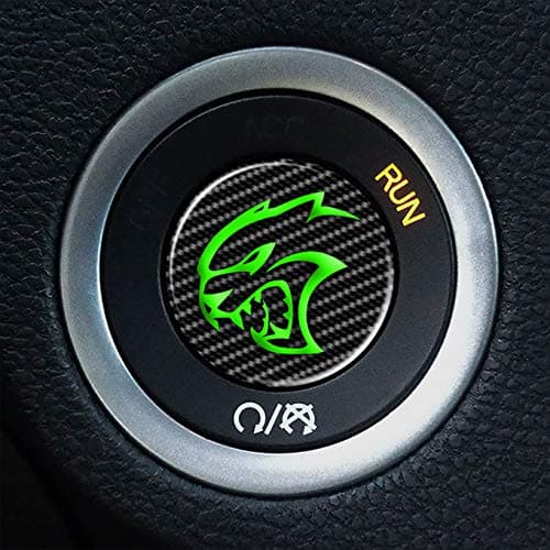 Moto Badge Hellcat Ignition Push Start Button Overlay Decal for Dodge Challenger and Charger (Green AA95)