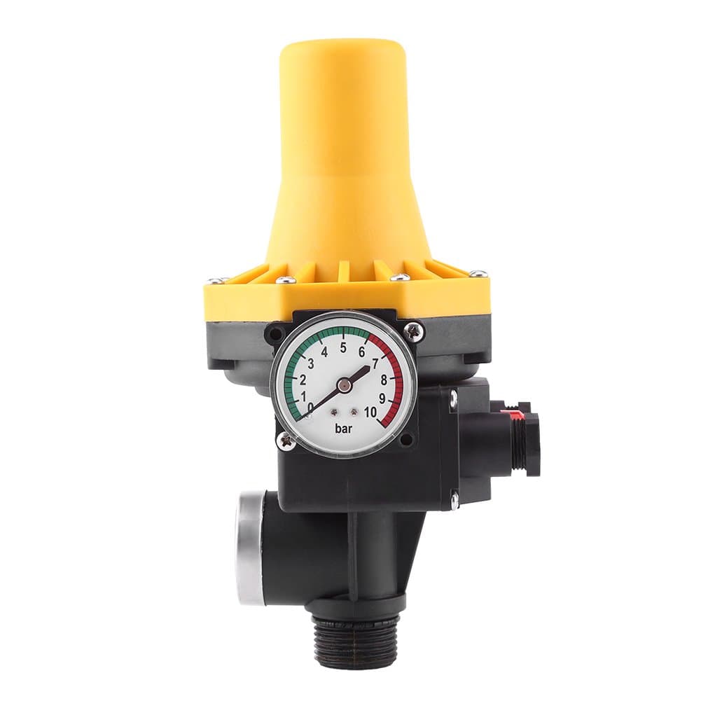 Automatic Controller, 220V Automatic Pressure Switch Maximum Pressure 10bar with Pressure Gauge for Submersible Pumps Borehole Pumps Water Booster Pumps