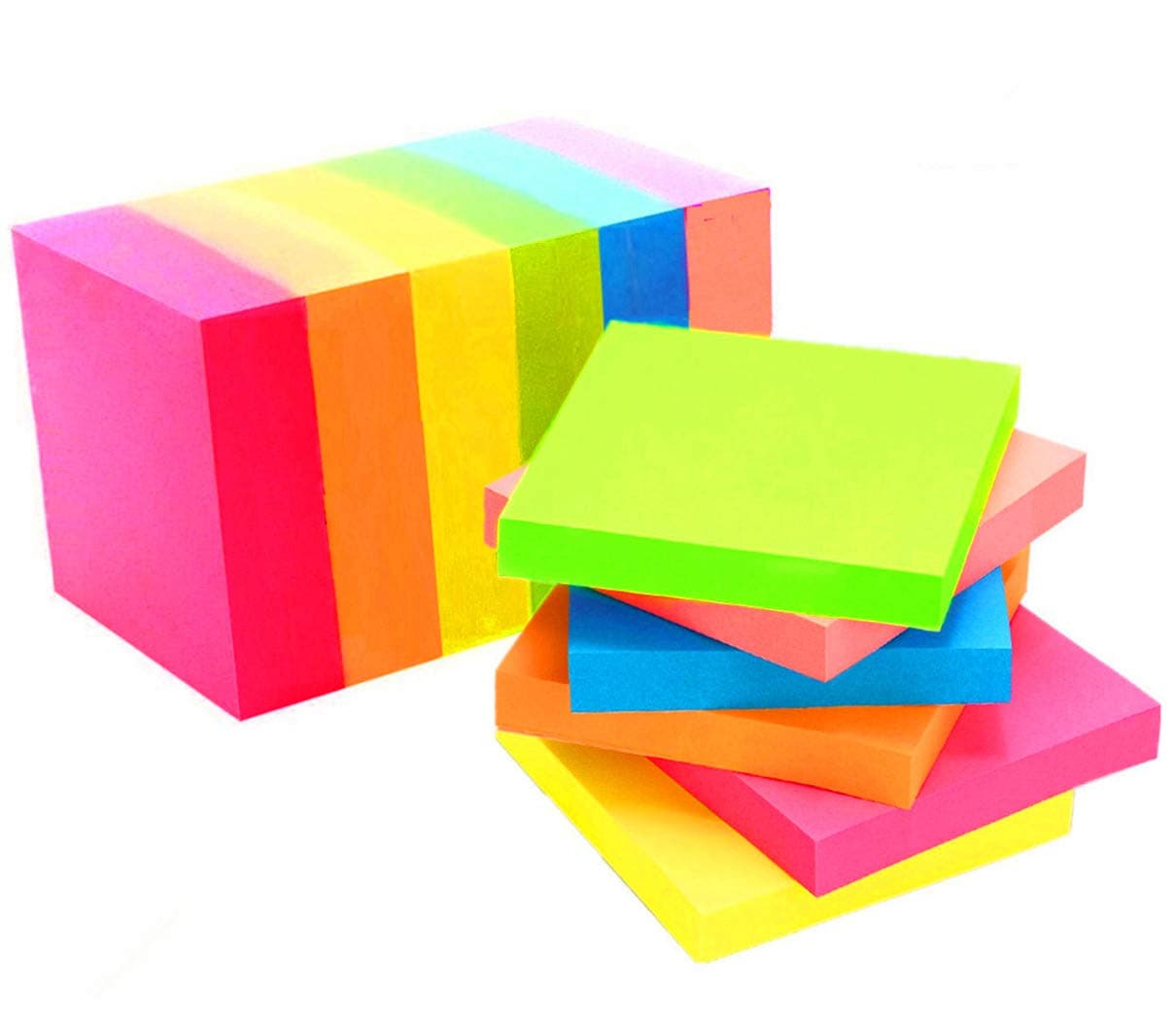 Sticky Notes 3 x 3 Inches 6 Bright Colors Self-Stick Notes Pads Tabs Easy Post