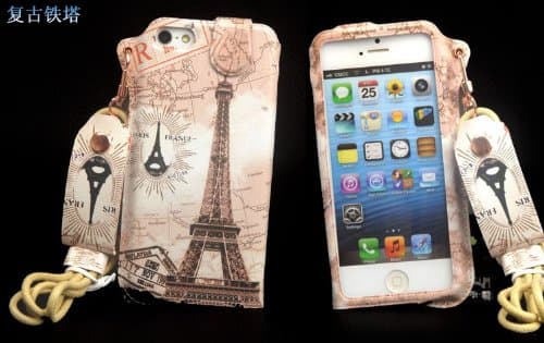 Thinkcase Carryberry 5 5S 5C Pattern Flower Leather phone case neck hanging wear strap rope cover for iphone 5C 5S DF07#