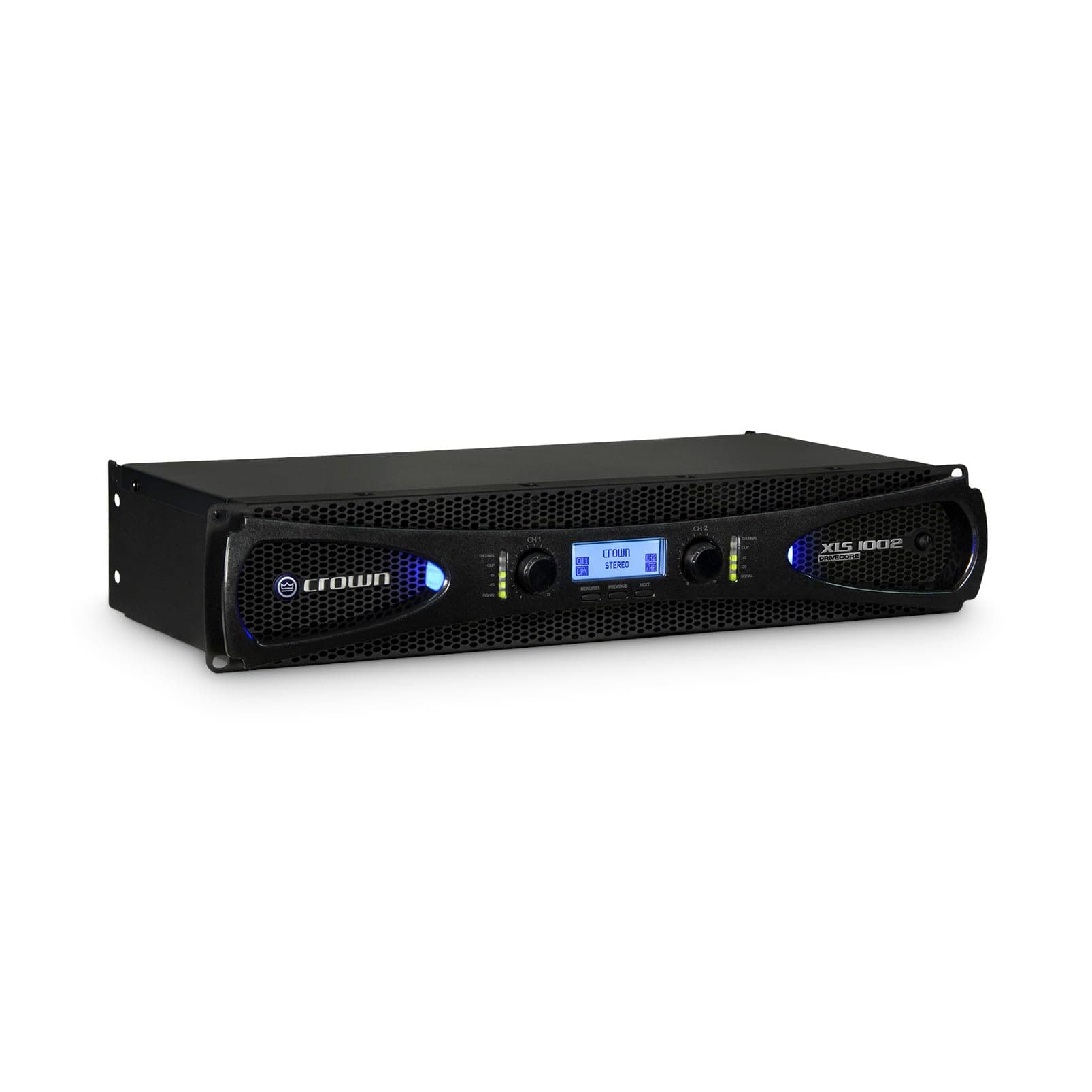 Crown XLS1002 2-Channel Class D DriveCore Professional Power Amplifier with DSP, Band Pass Filters & Peakx Limiters. XLR/RCA Inputs, 350W at 4 Ohm, PureBand Crossover System. Black