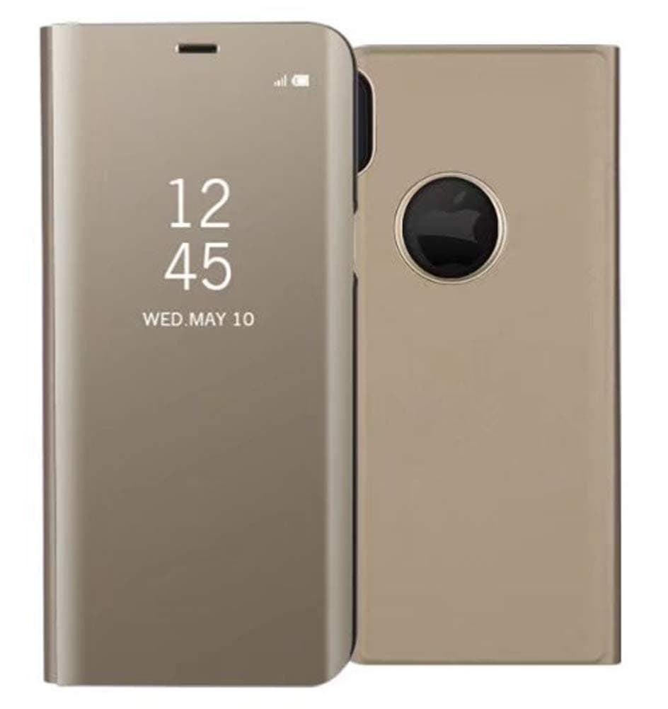 Annymall Smart Case for iPhone Xs Max, Luxury Mirror Screen Window View Translucent Flip Slim Hard Mirror Stand Kickstand Cover for Apple iPhone Xs Max 6.5 INCH（2018）(Gold)