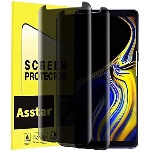 Galaxy Note 9 Privacy Screen Protector, Asstar Anti Spy Anti-Scratch Anti-Fingerprint Bubble Free Case Friendly Easy Install 9H Hardness Tempered Glass Screen Protector for Sumsang Galaxy Note 9 [2 P]