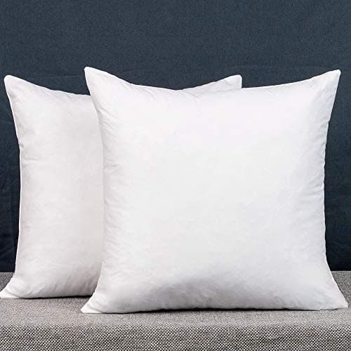 Beetham Home Cotton Fabric Throw Pillow Insert, Square Decorative 18 X 18 Inch Pillow Inserts, Sofa Throw Pillows