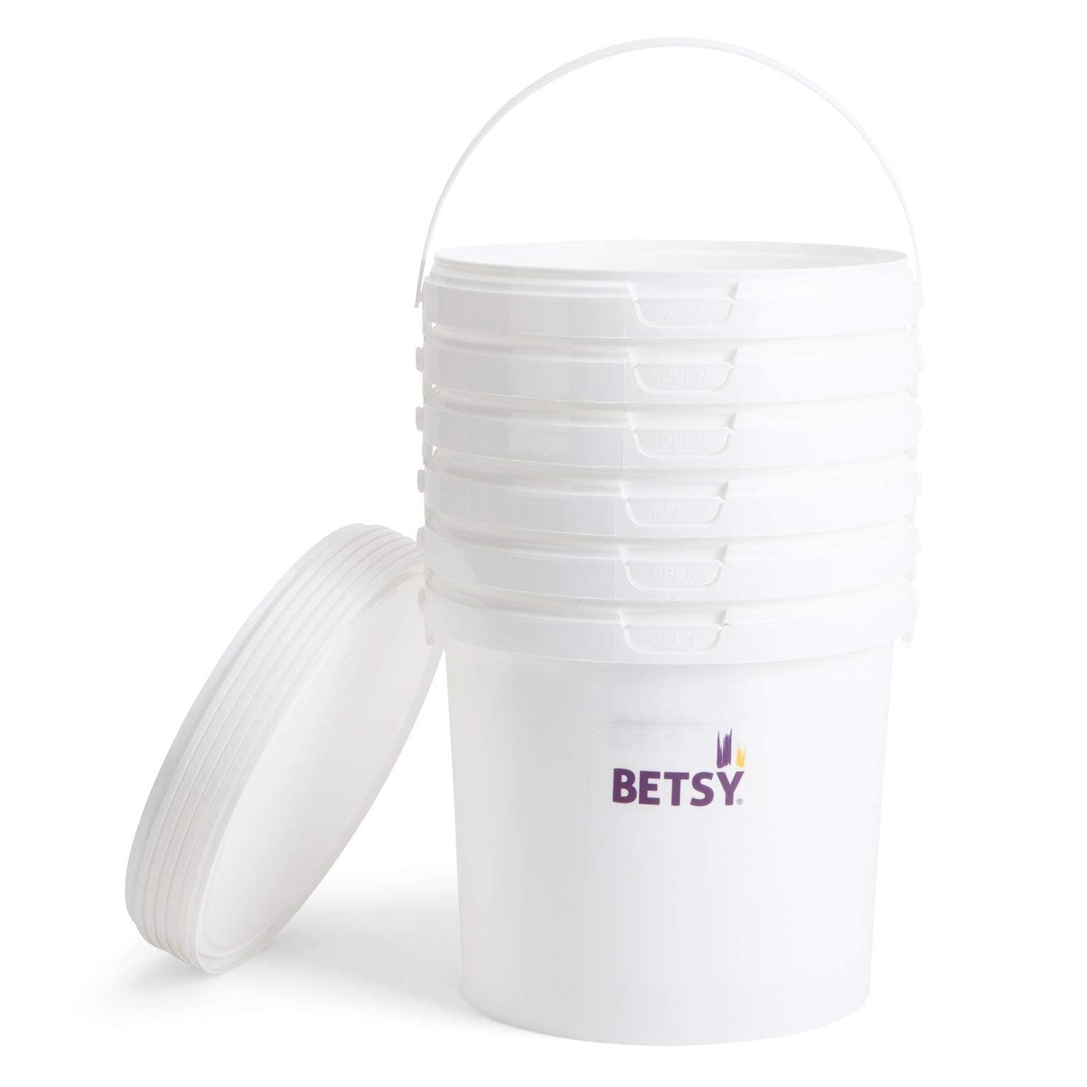 6 x 5 Litre Storage Pots with Lid & Handle - Ideal for Craft, Food Storage, Plastic Containers, Buckets