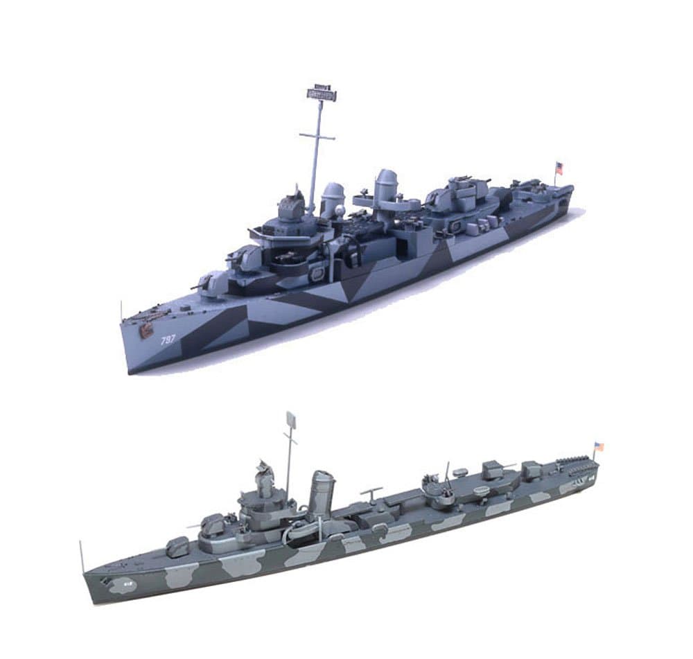 2 Ship Models of US Navy Destroyers Bundle - DD-797 Cushing and DD412 Hammann (Japan Import)